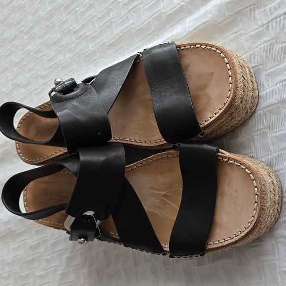 rag & bone August Leather Wedge Platform Sandals In Black - Picture 2 of 8